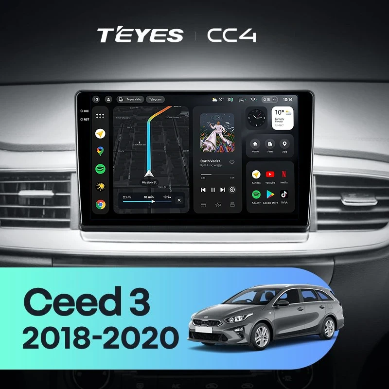 Штатная магнитола Teyes CC4 6/64 Kia Ceed 3 CD (2018-2020)