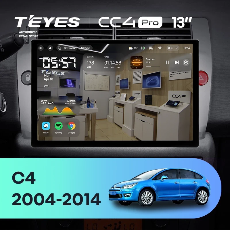 Штатная магнитола Teyes CC4 Pro 8/128 Citroen C4 (2004-2014) (13")