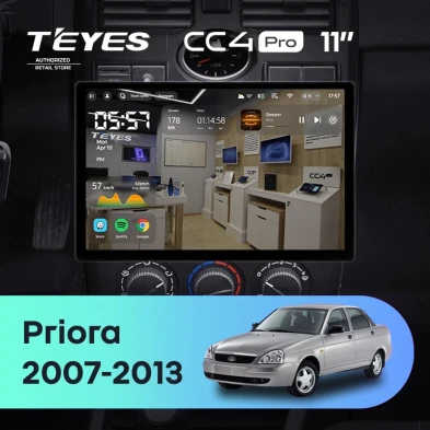 Штатная магнитола Teyes CC4 Pro 12/256 Lada Priora 1 (2007-2013) F2 (черная) (11")