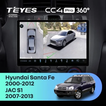 Штатная магнитола Teyes CC4 Pro 360 8/128 Hyundai Santa Fe SM (2000-2012) (13")