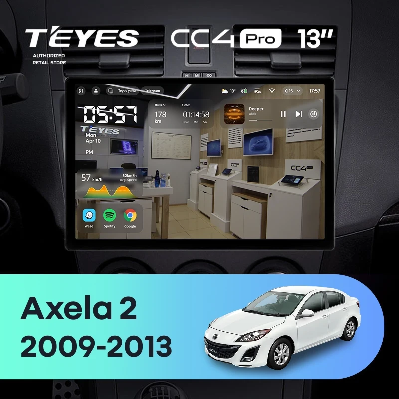 Штатная магнитола Teyes CC4 Pro 12/256 Mazda Axela 2 (2009-2013) (13")