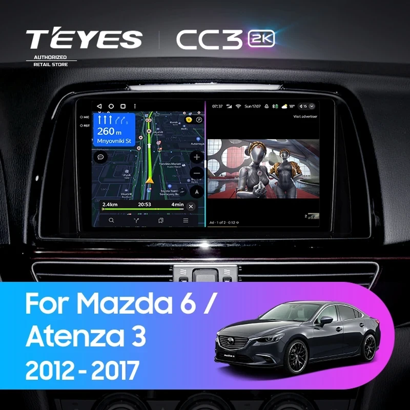 Штатная магнитола Teyes CC3 2K 6/128 Mazda 6 GL GJ (2012-2017) Тип-A