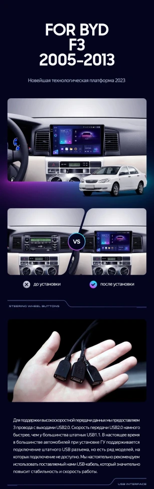 Штатная магнитола Teyes CC3 2K 4/64 BYD F3 (2005-2013)