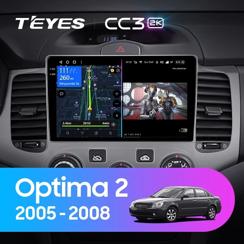 Штатная магнитола Teyes CC3 2K 4/32 Kia Optima 2 MG (2005-2008)
