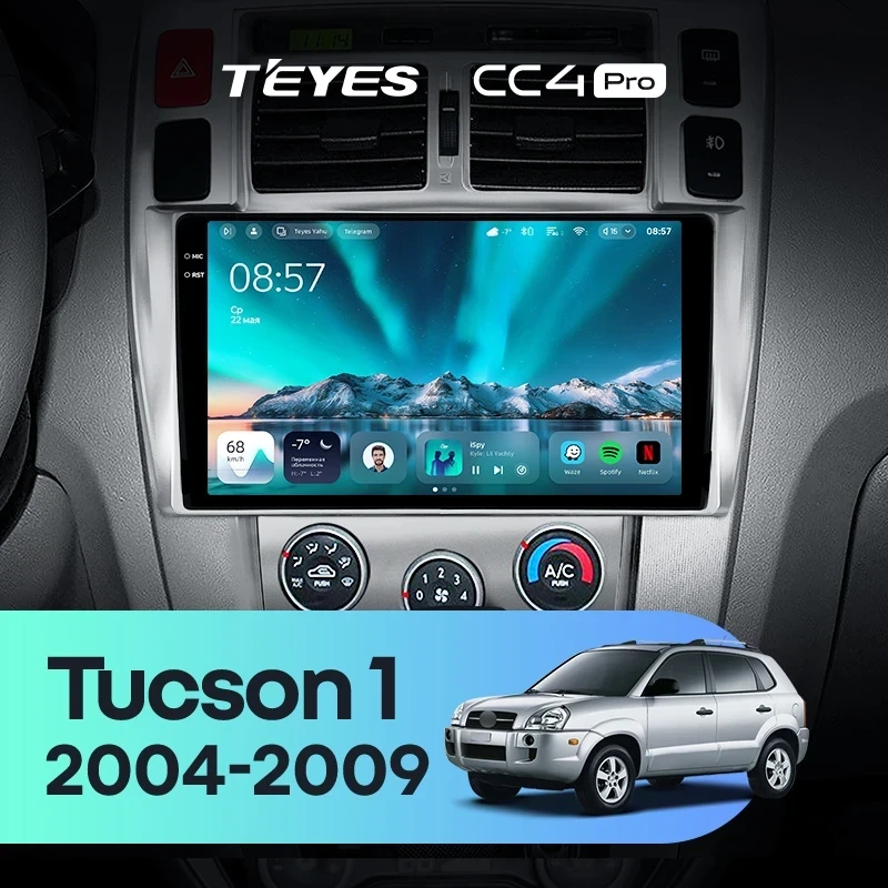 Штатная магнитола Teyes CC4 Pro 8/128 Hyundai Tucson 1 (2004-2009) F1