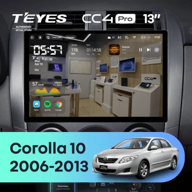 Штатная магнитола Teyes CC4 Pro 8/128 Toyota Corolla 10 E140 E150 (2006-2013) Тип-A (13")