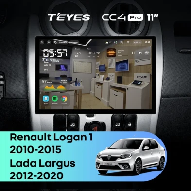 Штатная магнитола Teyes CC4 Pro 8/128 Renault Logan 1 (2010-2015) (11")
