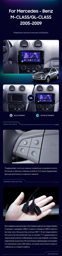 Штатная магнитола Teyes CC3 2K 6/128 Mercedes-Benz ML-Class (2005-2009) F1