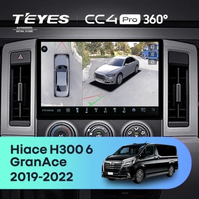 Штатная магнитола Teyes CC4 Pro 360 8/128 Toyota Hiace H300 VI (2019-2022) Тип-A (11")