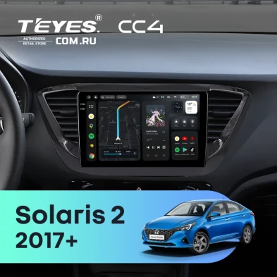 Штатная магнитола Teyes CC4 6/64 Hyundai Solaris 2 (2017-2020) F3 (черный глянец) Тип-A