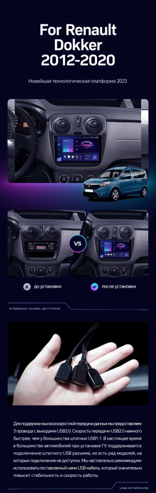 Штатная магнитола Teyes CC3 4/32 Renault Dokker (2012-2020)